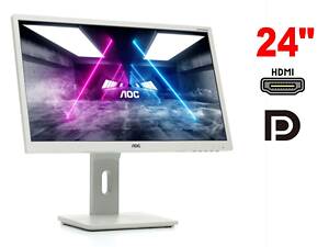 Монітор AOC I2475PXQU / 24' (1920x1080) IPS / 1x HDMI, 1x DP, 1x DVI, 1x VGA, 2x Audio, 3x USB 3.0, 2x USB 2.0 / 2x 2W / VESA 100x100 / Pivot