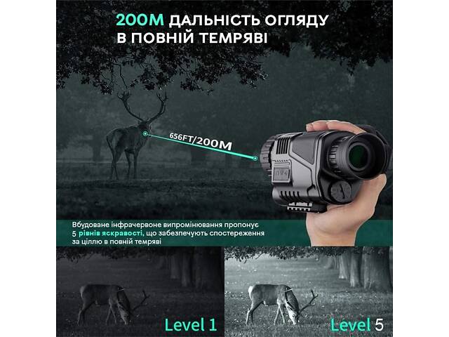 Монокуляр ночного видения до 200 метров с 5Х зумом и видео фото записью Suntek NV-300 - Фото 6