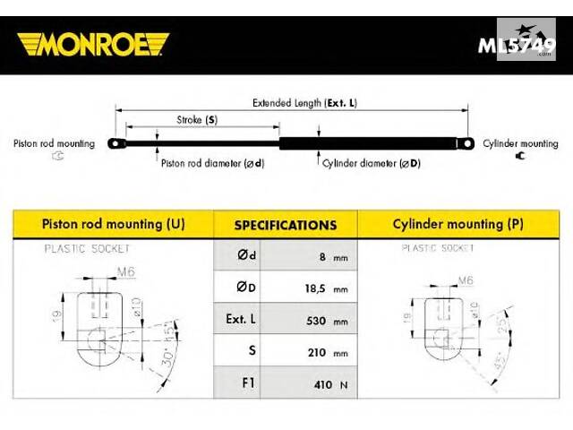 Monroe ML5749. Амортизатор багажника