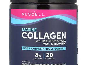 Морський колаген, Marine Collagen, Neocell, суміш краси з гіалуроновою кислотою, ЧСЧ і вітаміном С, порошок, без смаку, 200 г