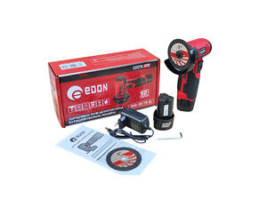 Потужна акумуляторна кутова міні болгарка Edon OAG-20/76 OL : з АКБ 12 V, 2шт-2.0Ah, диск 76 мм