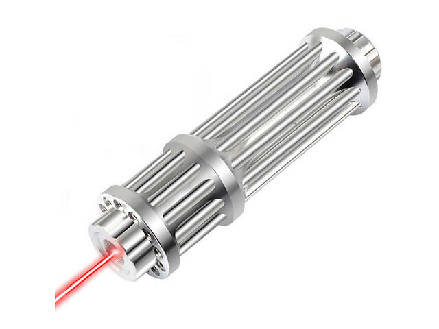 Потужна лазерна указка RESTEQ червона, дальність 10 км, акумулятор, зарядка, насадки - Фото 1