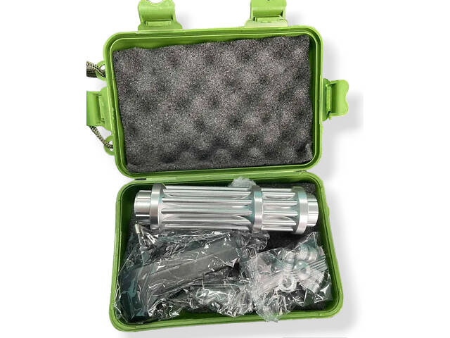 Потужна лазерна указка RESTEQ синя, дальність 10 км, акумулятор, зарядка, насадки - Фото 10