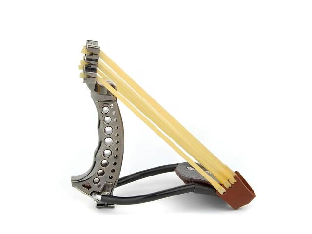 Потужна рогатка RESTEQ на трьох гумках. Рогатка мисливська. Рогатка для полювання та риболовлі. Рогатка спортивна, з упором - Фото 2