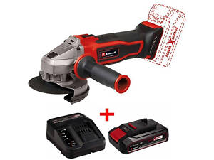Потужна кутова безщіткова шліфмашина Einhell TE-AG 18/115 Q Li Solo : з АКБ 18V 2.5Аh, диск 115 мм, 8500 об/хв (4431165)