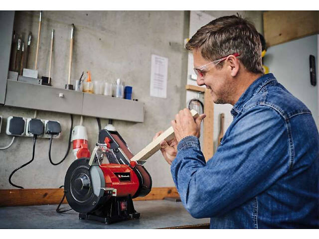 Потужне точило дисково-стрічкове (точило-гріндер) Einhell TC-US 350 : 350 Вт, 150 мм круг заточний станок, електроточило - Фото 6