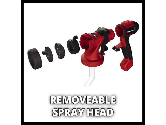 Мощный аккумуляторный краскораспылитель Einhell TE-SY 18/90 Li-Solo : с АКБ 18V 4,0 Ah, сопло 1,5/2,5/3,0 мм - Фото 7