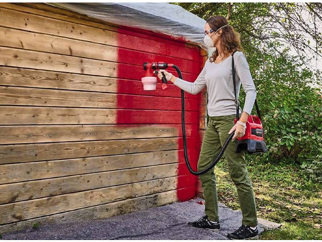 Мощный аккумуляторный краскораспылитель Einhell TE-SY 18/90 Li-Solo : с АКБ 18V 4,0 Ah, сопло 1,5/2,5/3,0 мм - Фото 10