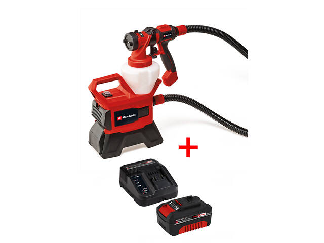 Мощный аккумуляторный краскораспылитель Einhell TE-SY 18/90 Li-Solo : с АКБ 18V 4,0 Ah, сопло 1,5/2,5/3,0 мм - Фото 1
