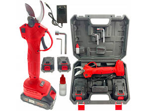 Потужний акумуляторний секатор Midori 24V MJ-137 : з АКБ 2 шт-24V 2.0 Аh+ЗП, діаметр різу 30 мм