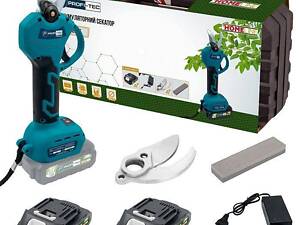 Потужний акумуляторний секатор PROFI-TEC HES20BL HomeLine: з АКБ 2шт-20V 2.0 Аh+ЗП, діаметр різу 30 / 45 мм