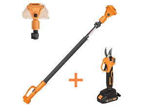 Потужний акумуляторний секатор TEX.AC ТАОЕ-PS25 + телескопічна штанга TAOE-TP13-2 : з АКБ 20V 2.0 Аh