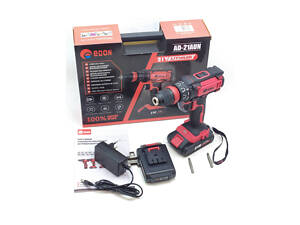 Мощный аккумуляторный шуруповерт Edon AD-21AUN : 21V, 2 Аh, 1450 об/мин, 30 Нм, 2 аккумулятора, зарядное