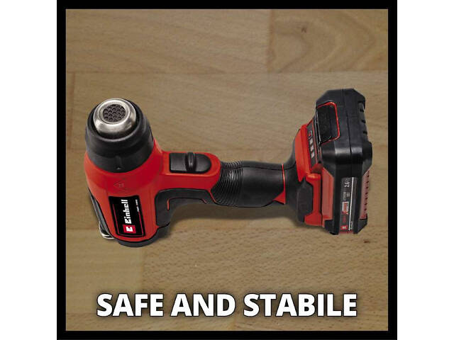 Потужний фен акумуляторний Einhell TE-HA 18 Li - Solo: з АКБ18 V 4.0 Ah, 350°С / 550°С, 200л/хв.,вага 0.61 кг - Фото 5