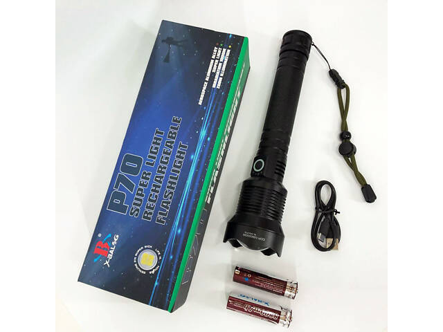 Потужний ліхтарик акумуляторний тактичний X-Balog BL-X92-P70 із зарядкою від USB, тактичний ліхтар - Фото 2