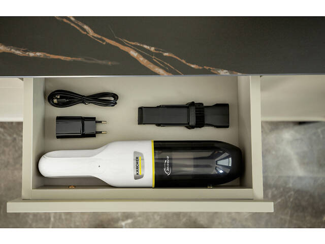 Мощный ручной пылесос аккумуляторный Karcher CVH 2 Premium: с АКБ 7.2V 2.0 Ah, бак 0.15 л - Фото 10