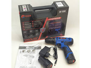 Потужній шуруповерт акумуляторний Edon CF-1201 : 12V, 2 Аh, 1350 об/хв, 23 Нм, набір біт, 2 акумулятора, зарядне, кейс