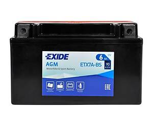 Мото акумулятор AGM ETX 7A-BS EXIDE (12V, 6A)