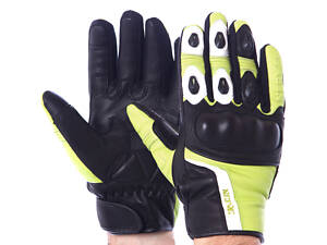 Мотоперчатки шкіряні із закритими пальцями та протектором NERVE KQ0011 XL Чорний-лимонний