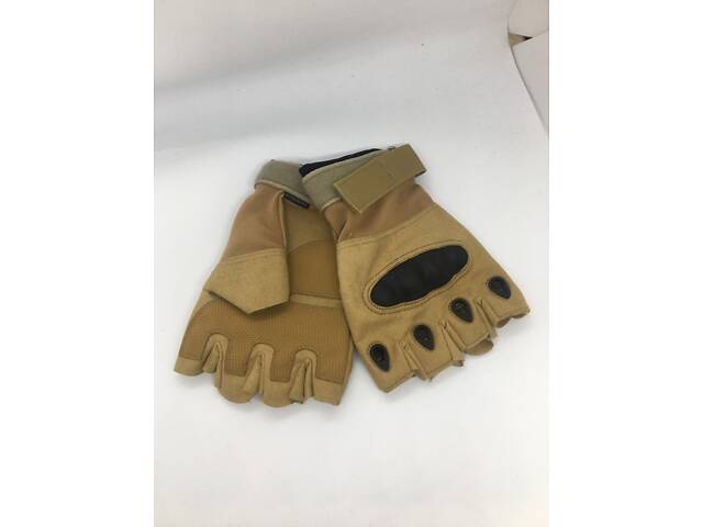 Мотоперчатки без пальцев Combat на липучке спортивные (Песочный) XL - Фото 4