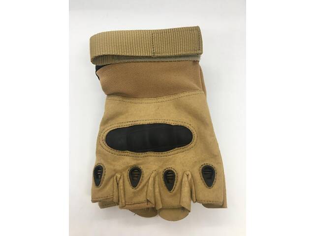 Мотоперчатки без пальцев Combat на липучке спортивные (Песочный) XL - Фото 2