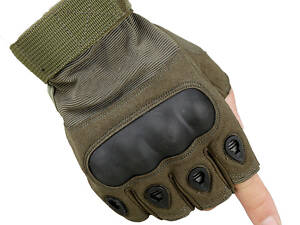 Мотоперчатки без пальцев Combat на липучке спортивные (Оливка) XL