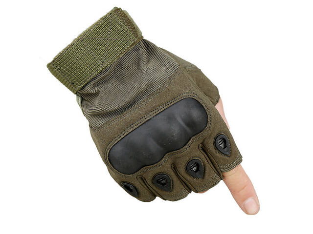 Мотоперчатки без пальцев Combat на липучке спортивные (Оливка) XL - Фото 1