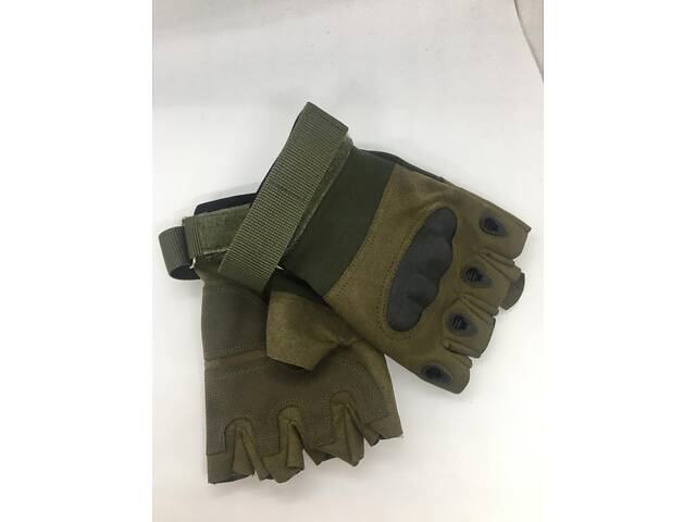 Мотоперчатки без пальцев Combat на липучке спортивные (Оливка) XL - Фото 3