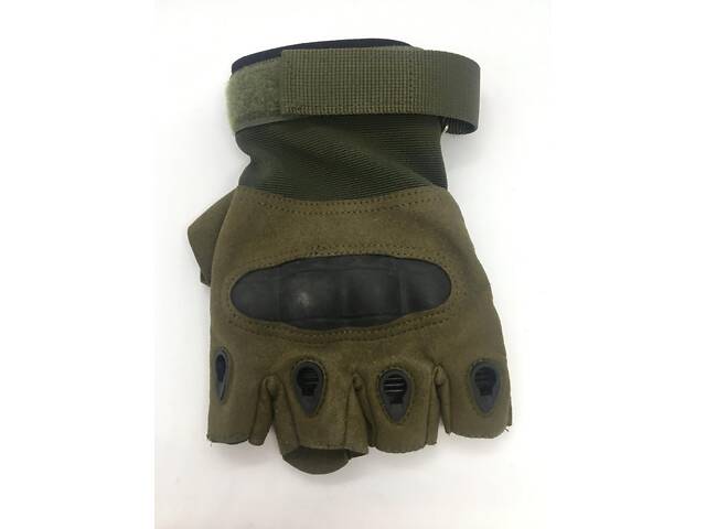 Мотоперчатки без пальцев Combat на липучке спортивные (Оливка) XL - Фото 6