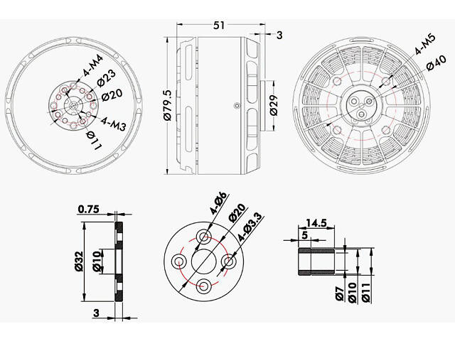 Мотор T-Motor U11 II KV120 6-12S 2783W для коптеров - Фото 5