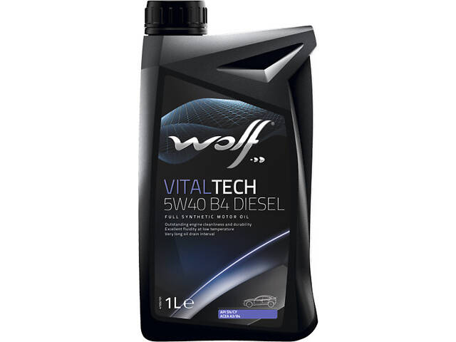 Моторное масло всесезонное Wolf Vitaltech B4 Diesel 5W-40, 1л Для дизельных турбированных двигателей
