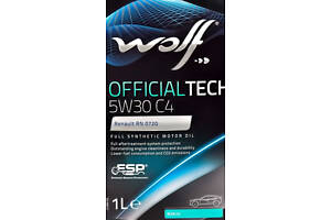 Моторное масло Wolf Officialtech C4 5W-30 1л Для бензиновых и дизельных моторов с фильтрами сажи