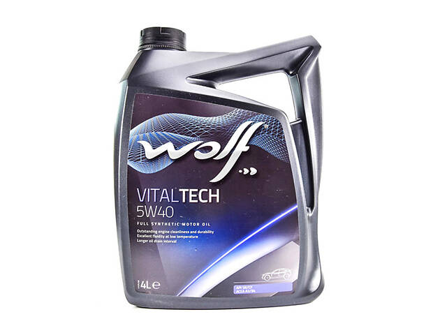 Моторное масло Wolf Vitaltech 5W-40, 1л Для мощных бензиновых и дизельных двигателей с турбиной 4 л