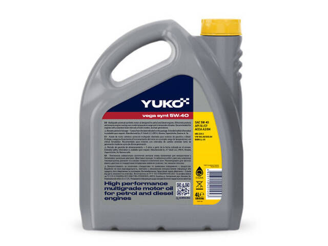 Моторне мастило Yuko VEGA SYNT 5W-40 4л (4823110401453) - Фото 2