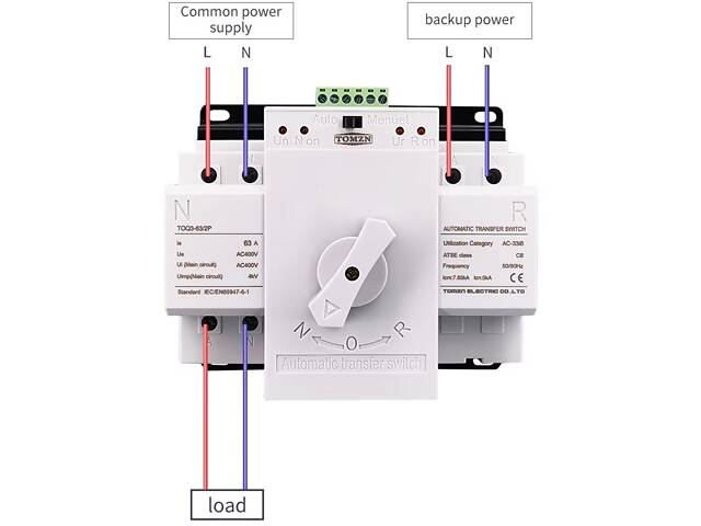Моторизованный автоматический переключатель ввода резерва TOMZN TOQ3-63/2P, 2 полюса, 63 Ампера - Фото 3