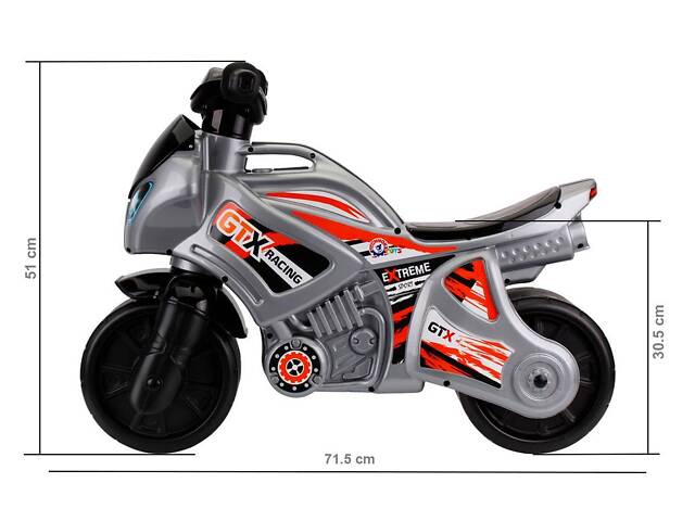 Мотоцикл беговел с ручкой, байк, каталка, ТехноК 5767, Харлей - Фото 4