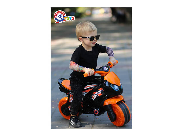 Мотоцикл беговел с ручкой, байк, каталка, ТехноК 5767, Харлей - Фото 6