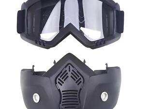 Мотоциклетна маска-окуляри RESTEQ прозора — захисна маска-трансформер для мотоцикла, квадроцикла, велосипеда, лиж та сноуборду