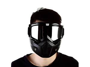 Мотоциклетна маска-окуляри RESTEQ срібляста — захисна трансформована маска для квадроцикла, велосипеда, моноколеса, лиж і