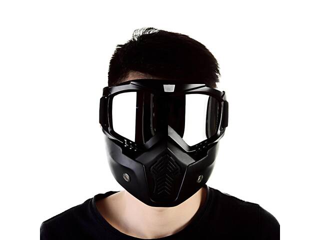 Мотоциклетна маска-окуляри RESTEQ срібляста — захисна трансформована маска для квадроцикла, велосипеда, моноколеса, лиж і - Фото 1