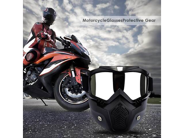 Мотоциклетна маска-окуляри RESTEQ срібляста — захисна трансформована маска для квадроцикла, велосипеда, моноколеса, лиж і - Фото 4