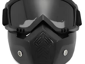 Мотоциклетна маска-окуляри RESTEQ затемнена — захисна маска-трансформер для мотоцикла, велосипеда, квадроцикла, лиж і сноуборду