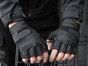 Мотоциклетные беспалые перчатки (с защитной вставкой) Черный Xl