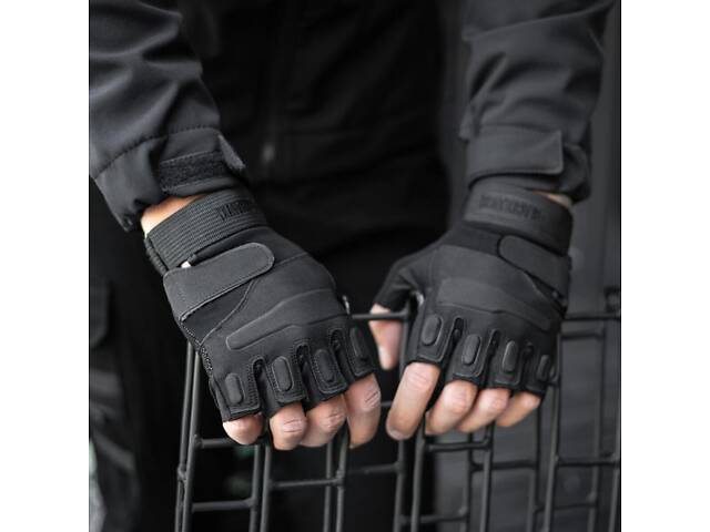 Мотоциклетные беспалые перчатки (с защитной вставкой) Черный Xl - Фото 1