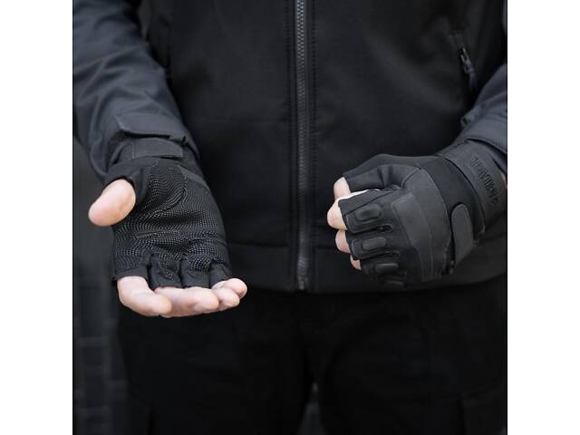 Мотоциклетные беспалые перчатки (с защитной вставкой) Черный Xl - Фото 4