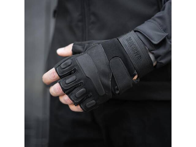 Мотоциклетные беспалые перчатки (с защитной вставкой) Черный Xl - Фото 5