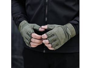 Мотоциклетні безпалі рукавички (з захисною вставкою) Хакі M