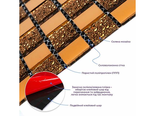 Мозаїка з декоративного скла 298х298х4,5мм SW-00002360 - Фото 2