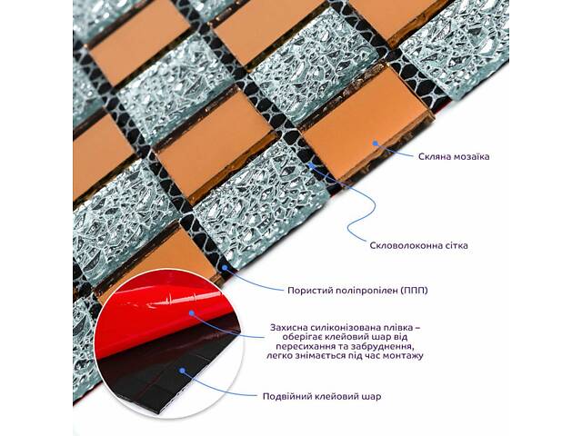 Мозаїка з декоративного скла 298х298х4,5мм SW-00002361 - Фото 2