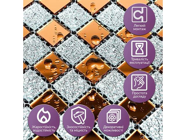 Мозаїка з декоративного скла 298х298х4,5мм SW-00002361 - Фото 4